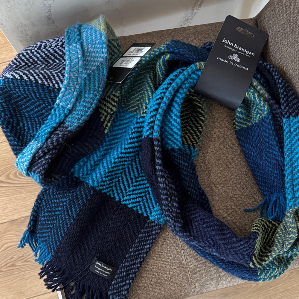 Blue and Green Scarf and matching hat